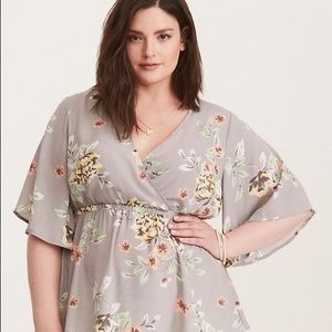 Torrid Lily Faux Wrap Babydoll Blouse